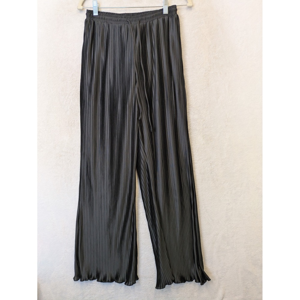 Blue B Collection Pleated Wide Leg Pants Women's Size M Black 22420SET High Rise